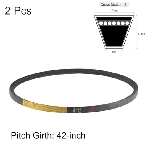 uxcell B42 V-Belts 42" Pitch Length, B-Section Rubber Drive Belt 2pcs - size: 42"