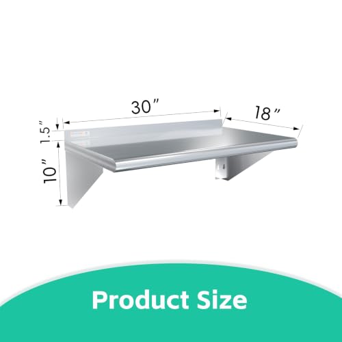 STABLEINK NSF Stainless Steel Wall Shelf 18x30 Inches, Commercial Kitchen - size: 18"x30"