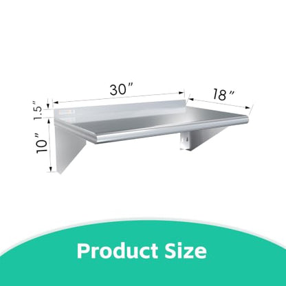 STABLEINK NSF Stainless Steel Wall Shelf 18x30 Inches, Commercial Kitchen - size: 18"x30"