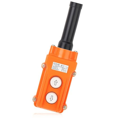 COB-61 Crane Control Pendant Station (6PCS) — Dual-Button Hoist Push Switch (Up/Down), Orange, 5A/2A, 250VAC+500VAC, 12x6.5x5cm