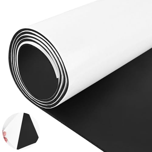 ToLanbbt Sponge Neoprene Foam Sheet with Adhesive - 1/8” Thick, 12” x 24” Closed Cell Foam Rubber Roll, Weatherproof Soundproof Padding for Automotive, Cabinet, Furniture, Crafts, DIY, Black - color: Black, size: 12 in x 24 in x 1/8 in