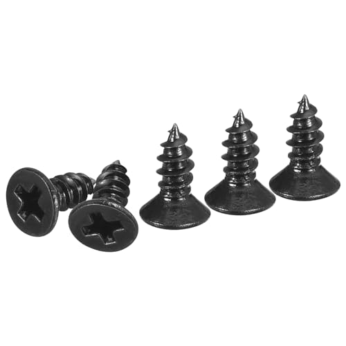 DTGN 100Pcs 4" x1/4" Flat Head Wood Screws, Self Tapping Screws Black - color: Black, size: #4x1/4"