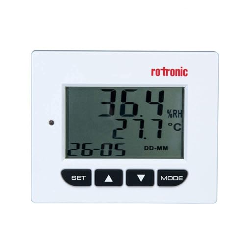 Digital Temperature and Humidity Monitor – LCD Display with Audible & Visual Alarm Desktop Use for Labs, Warehouses, Clinics | Portable Humidity Meter | Model: Rotronic HD1
