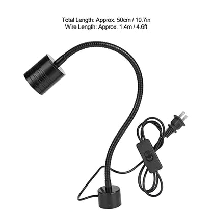 5W Black Goose-Neck LED Working Light with Round Magnetic Base Portable Light for Sewing,Crafting,or Workbench CNC US Plug 110V-220V