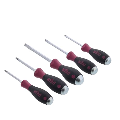 Wiha 53390 Screwdrivers, Slotted and Phillips, Extra Heavy Duty, Non-Slip Grip, 5 Piece , Black , full size