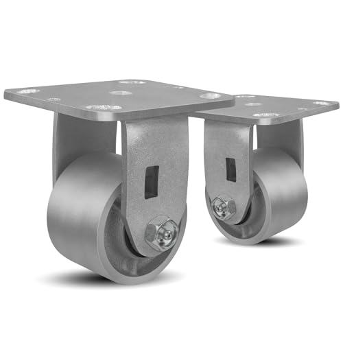 SY America 3" X 2" Cast Iron Caster Wheels,Heavy Duty Industrial Casters, Load Capacity 1400 lbs,Perfect Toolbox Caster Wheels-2 Rigid - color: 2 Rigid, size: 3" Wheel