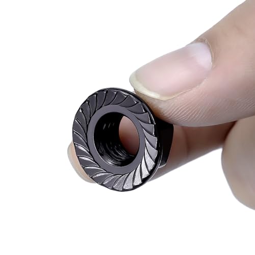 5/16"-18 Hex Head Serrated Flange Nuts, 304 Stainless Steel 18-8 Hexagon Head Flange Nuts for Home Automotive DIYer, Black Oxide Finish, Hex Drive, 50 PCS - size: 5/16"-18
