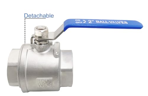 2" NPT Full Port Heavy Duty Ball Valve Stainless Steel 304 For Water,Oil and Gas with Blue Handles（1000WOG） - size: 2"NPT, style: pack of 1