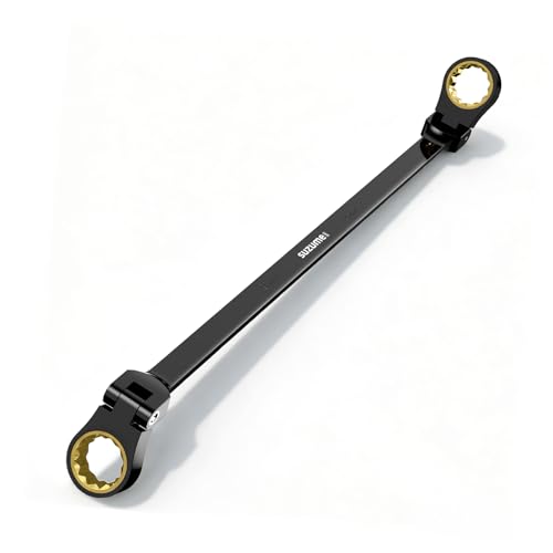 SUZUME Extra Long Flex Head Ratcheting Wrench 8-9mm Metric Double Box End 180° Flexible Head 72-Tooth 15K Gear Tested CR-V Steel Black Chrome Finish For Engine Small Machinery Repair & DIY - size: 8-9mm