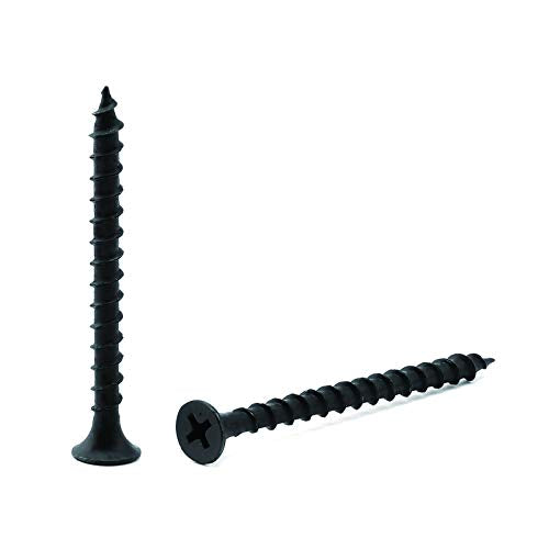 #6 x 2 Wood Screw 100PCS Black Phosphate Coated Stainless Flat Truss Head Fast Self Tapping Drywall Screws by SG TZH - size: #6 x 2"