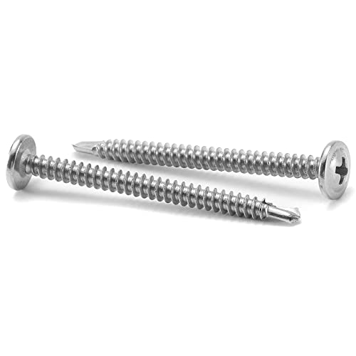 #8 x 2-1/2" Sheet Metal Screws 100PCS 410 Stainless Steel Truss Head Fast Self Tapping Screws by SG TZH - color: Silver, size: #8 x 2-1/2"