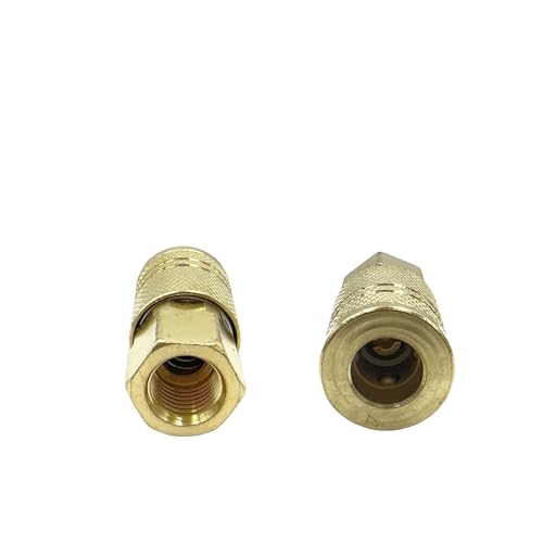 4Pack 1/4'' Brass Female Industrial Coupler 1/4 Inch NPT Air Hose Fittings Quick Connect Accessories Internal Couplers for Professional Job Sites and Automotive Shops
