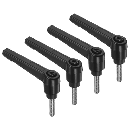 uxcell 4pcs Clamping Lever Handles, M5 x 20mm 304 Stainless Steel Threaded Male Stud, Adjustable Handles Locking Quick Release Ratchet Push Button Bolt Knobs, Black - size: M5 x 20mm
