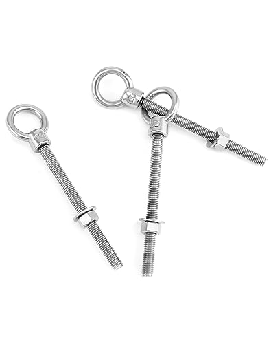 QWORK Threaded Eyebolts, 10 Pack 1/2"x6" Long Stainless Steel Marine Grade Shoulder Eye Bolt - color: 10 Pack, size: 1/2" x 6"