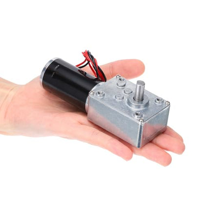 MECCANIXITY DC 12V High Torque Turbine Worm Geared Motor with 8mm Shaft 3RPM Geared Motor with Wire for Electric Fireplace - style: 3 RPM