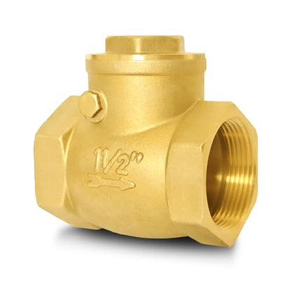 1-1/2" NPT Horizontal Swing Check Valve Brass Heavy-Duty Female Thread DN40 - size: 1 1/2 inch