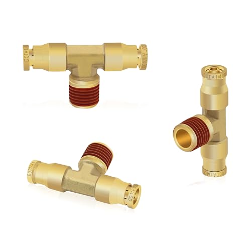 Siptenk 1/4" OD Tube x 1/4" NPT Thread Tee Brass Push to Connect Fittings - color: 1/4" OD & 1/4" NPT Tee