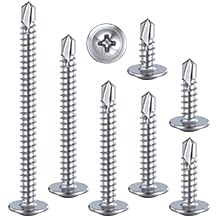 Wensilon（200pcs）#8×1”for Sheet Metal Self-Tapping Screws 410 Stainless Steel Truss Head High-Strength Quick Tapping Screws - color: Silver, size: #8X1"
