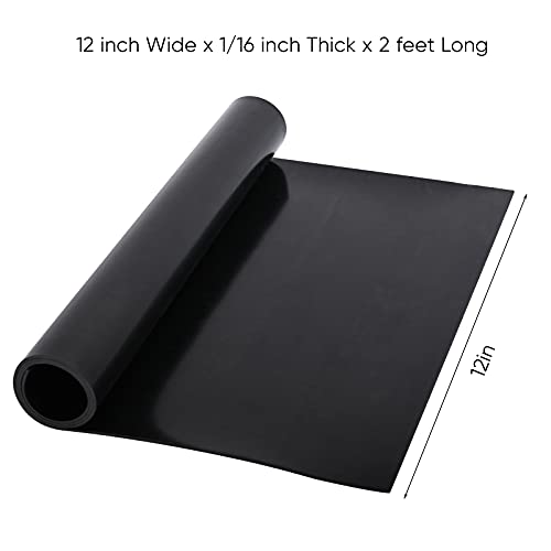Neoprene Rubber Sheet - 1/16 Inch Thick x 12 Inch Wide x 2 Feet Long Neoprene Rubber Strips Rolls for DIY Gaskets, Pads, Seals, Crafts, Flooring, Cushioning of Anti-Vibration, Anti-Slip - size: W:12In x T: 1/16In x L: 2Ft