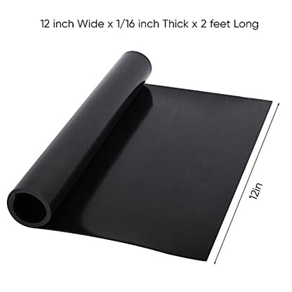 Neoprene Rubber Sheet - 1/16 Inch Thick x 12 Inch Wide x 2 Feet Long Neoprene Rubber Strips Rolls for DIY Gaskets, Pads, Seals, Crafts, Flooring, Cushioning of Anti-Vibration, Anti-Slip - size: W:12In x T: 1/16In x L: 2Ft