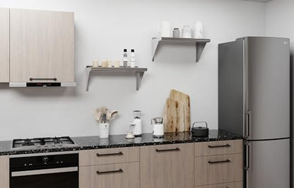 AmGood 12 in. Deep x 24 in. Wide Stainless Steel Wall Mount Shelf with Backsplash - Small Appliance & Tool Storage | NSF 18-Gauge 430, Holds 205 lbs | Bullnose Edge, Brackets Included - size: 12 in. x 24 in.