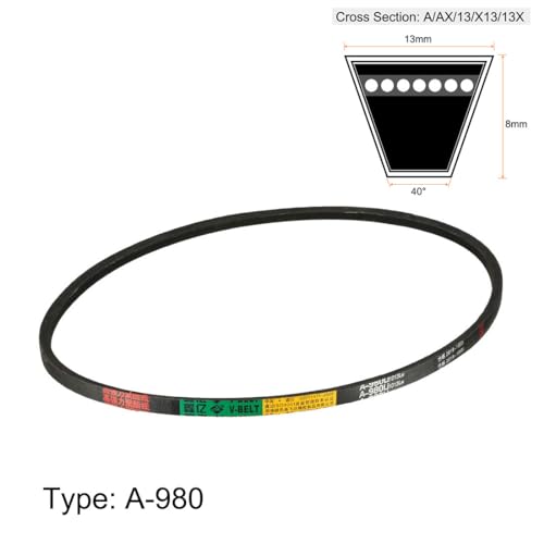 uxcell A980 V-Belts 980mm Inner Girth 13mm Top Width 8mm Thickness A-Section Rubber Drive Transmission Belt - size: 980mm