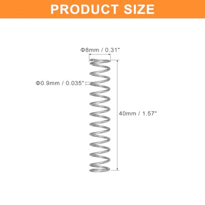 uxcell 5Pcs Compression Spring, Wire Diameter 0.035", OD 0.31", Free Length 1.57" 304 Stainless Steel Coil Mechanical Compressed Spring, Silver - size: 0.035" x 0.31" x 1.57"