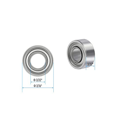R133ZZ 10 PCS Miniature Deep Groove Ball Bearing ID 3/32"×OD 3/16"×Width 3/32" Double Metal Shielded Ball Bearing Chrome Steel P0 Z2 Bearing for Industrial Machine,Power Tools - size: R133ZZ Size 2.4×4.8×2.4mm