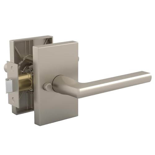 Mega Handles Glamor Privacy, Lever & Lock Door Handle Set for Hallway, Closet and Bathroom, Keyless Lock, Heavy Duty Door Levers, Fits All Standard Door Sizes, Screws Included - Satin Nickel (1 Pack) - color: Satin Nickel