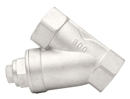 1" Stainless Steel Y-Strainer - 800WOG, FxF NPT 100mc Screen - size: 1" 100micron