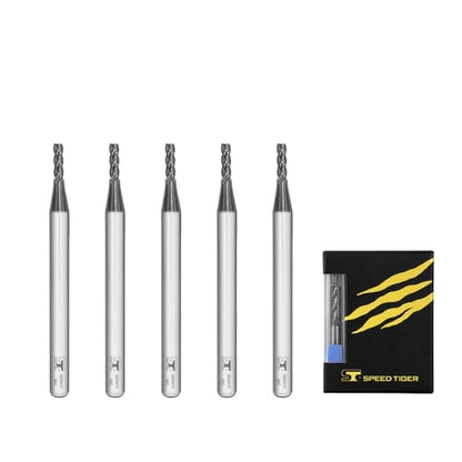 SPEED TIGER Micrograin Carbide Square End Mill - 4 Flute - ISE5/64 4T (5 Pieces, 5/64") - for Milling Alloy Steels, Hardened Steel, Metal & More – Mill Bits Sets for DIYers & Professionals - size: 5/64 in