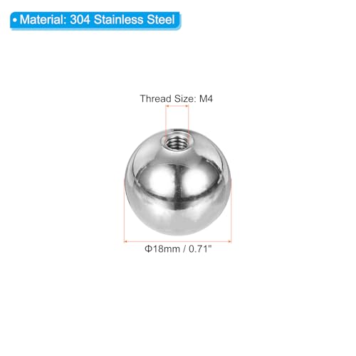 PATIKIL M4x18mm Ball Nuts Knob, 8 Pcs Female Thread 304 Stainless Steel Round Blind Hole Screw Cap Cover for Lighting Machinery DIY Decoration, Silver - size: M4x18mm