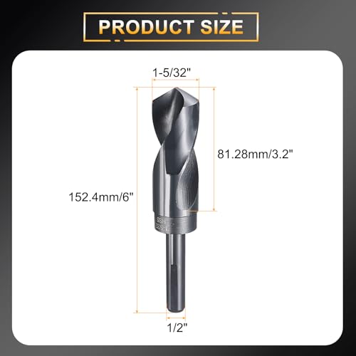 HARFINGTON 1-5/32" Drill Bit 1/2" Reduced Shank 3-Flat 4241 HSS 118° - size: 1-5/32" with 1/2" Shank