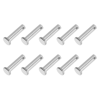 PATIKIL 6 x 30 mm Single Hole Clevis Pins, 10 Pcs 304 Stainless Steel Flat Head Pin for Hitch Pin Lock Link Hinge Systems, Silver - size: 6 x 30 x 26 mm