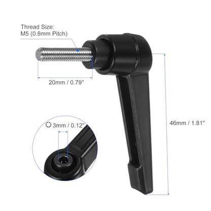 uxcell 4pcs Clamping Lever Handles, M5 x 20mm 304 Stainless Steel Threaded Male Stud, Adjustable Handles Locking Quick Release Ratchet Push Button Bolt Knobs, Black - size: M5 x 20mm