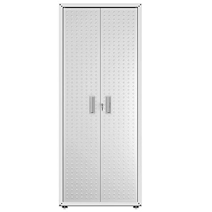 Manhattan Comfort Fortress Textured Metal 75.4" Garage Cabinet with 4 Adjustable Shelves in White - color: White, style: Tall Cabinet