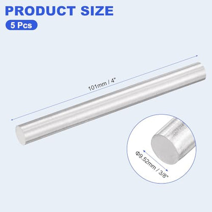 uxcell 5pcs 304 Stainless Steel Round Rods, 3/8" Dia x 4" Length Stainless Steel Metal Solid Shaft Rod Bar for Industry Use Metal Working Hobbies DIY Craft, Silver - size: 3/8" Dia x 4" Length