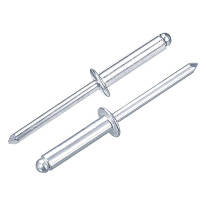 uxcell 100Pcs 3/16" x3/4" Aluminum Blind Rivets, Aluminum Grip and Steel Mandrel, Dome Head Long Split Rivets for Metal, Furniture, Automotive, Silver - size: 3/16"x3/4"