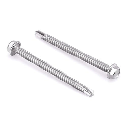 #14 x 2-1/2" (25 pcs) Hex Washer Head Self Drilling Screws, 410 Stainless Steel Metal Sheet Tek Screws, Self Tapping Point, No Pre-drilled Hole Needs - size: #14 x 2-1/2"