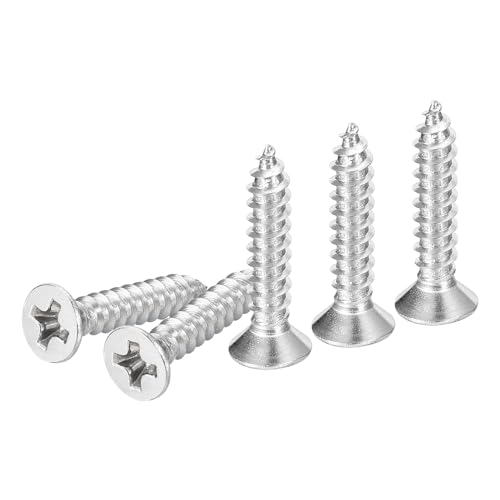 DTGN 100Pcs M3.5x19mm Flat Head Wood Screws, 304 Stainless Steel Phillips Self Tapping Screws - Good for Woodworking, Furniture - Silver - size: M3.5x19mm