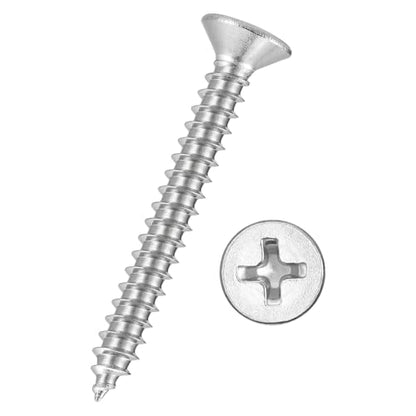 50pcs Phillips Flat Wood Screws #6x1-1/4 316 Stainless Steel Silver - size: #6x1-1/4"