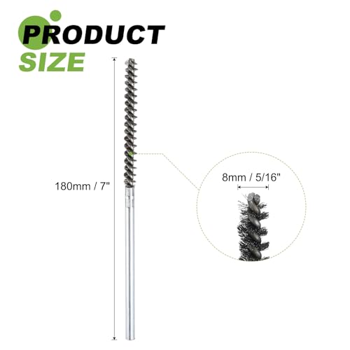 HARFINGTON 4pcs Wire Bore Brush Set 7 Inch Length 5/16 Inch Shank Stainless Steel Bristles Cleaning Brush for Clean Car Part Tube Kitchen Garage - size: 7 x 5/16 Inch