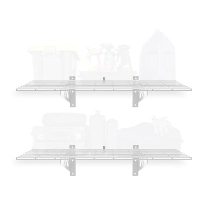 MonsterRax 18x36 White Garage Wall Shelf 2-Pack, 500lb, White - color: White, size: 18"x36"