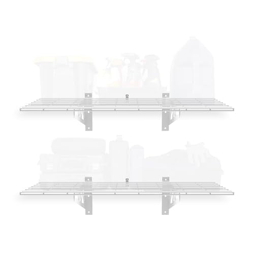 MonsterRax 18x36 White Garage Wall Shelf 2-Pack, 500lb, White - color: White, size: 18"x36"