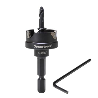 Tungsten Carbide Tipped Quick Change Hole Cutter, 1-1/16 inch TCT Hole Saw, Oxided Coating with 5mm Hole Depth Heavy Duty, for Stainless Steel, Mild Steel, Iron, Copper, Brass, Plastic - size: 27mm | 1-1/16", style: Single Pack