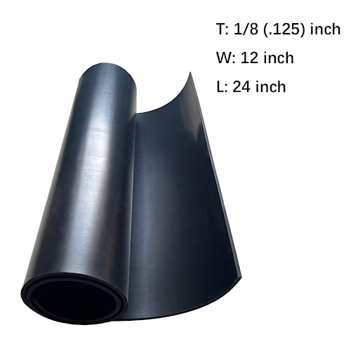 Solid Rubber Sheet Roll 1/8 (.125)" Thick X 12" Wide X 24" Long - size: 12"X24"X1/8, style: No Adhesive