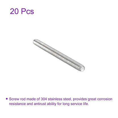 DMiotech 20 Pack M4 x 45mm Fully Threaded Rod 304 Stainless Steel Right Hand Threads Rod Bar Studs Clamps and U-Bolts - size: M4 x 45mm