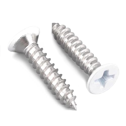 White Head Screws,100 PCS #4X3/4 Stainless Steel Phillips Flat Head Screws - color: White, size: #4x3/4"