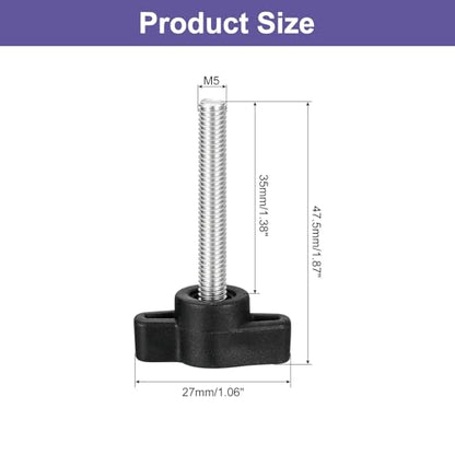uxcell 4Pcs Clamping Screw Knob, M5 x 35mm Metric Carbon Steel t Shaped Thumb Screws Handle for Quick Remove Hand Tightening Knob Replacement - size: M5 x 35mm