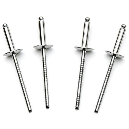 50 Pcs 1/8" x 1/2"(3.2x12mm) Large Flange Stainless Steel Blind Rivets Pop Rivets Core Pulling Rivets,Grip Pange(8.0-9.6mm) - size: 3.2*12MM